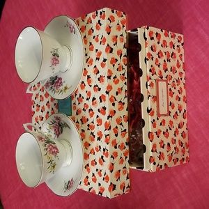 NWT Kate Spade nesting box and two teacups with saucers